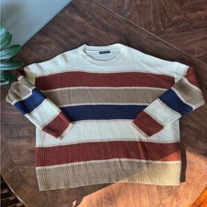 Eclectic Grandpa Women’s Large Crewneck Sweater with Stripes Large